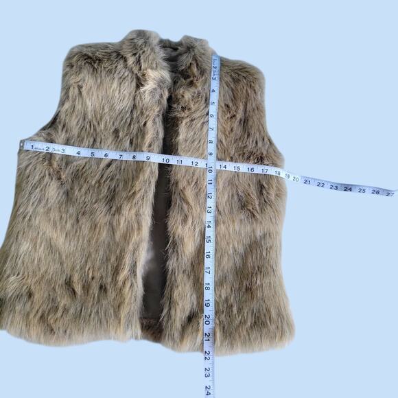 Inc Cozycore boho glam Faux Fur Vest Brown Small Petite Mob Wife Scandi Fluffy - Picture 11 of 12